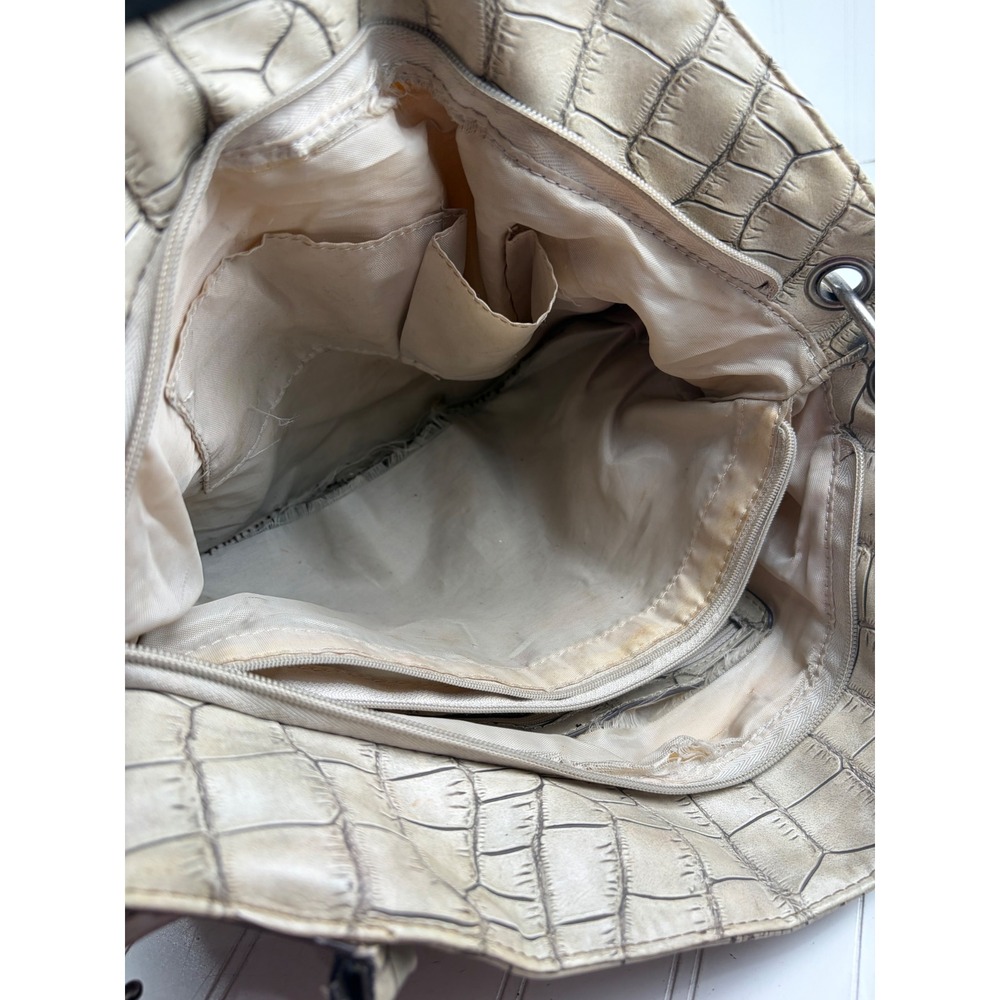 Charming Charlie Vintage Y2K Taupe Croc Embossed Shoulder Crossbody Purse - Picture 7 of 13